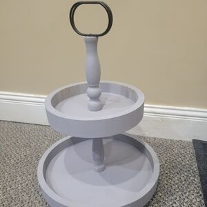 Elegant Gray Two-Tiered Stand
